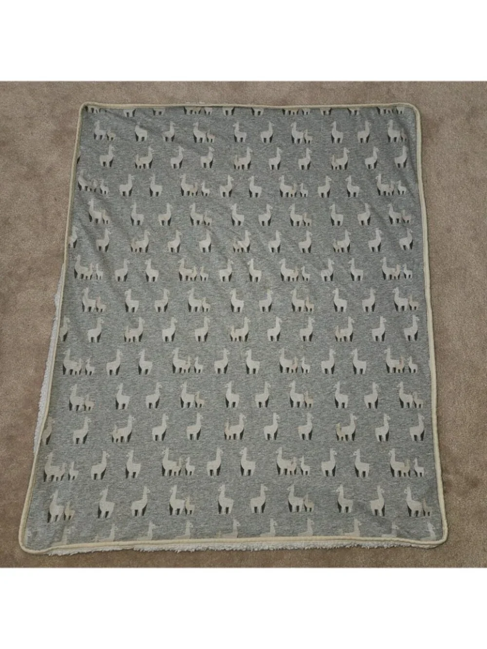 Cloud Island Gray Llama Alpaca Baby Blanket Jersey Knit Sherpa 30x35